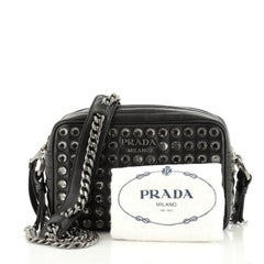 Prada Camera Bag Rhinestone Embellished Diagramme Quilted Leather Small
