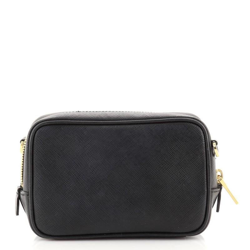 Nero Prada Borsa a tracolla con fotocamera in pelle saffiano piccola