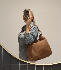 Prada Cammello Deerskin Leather Large Double Zip Hobo