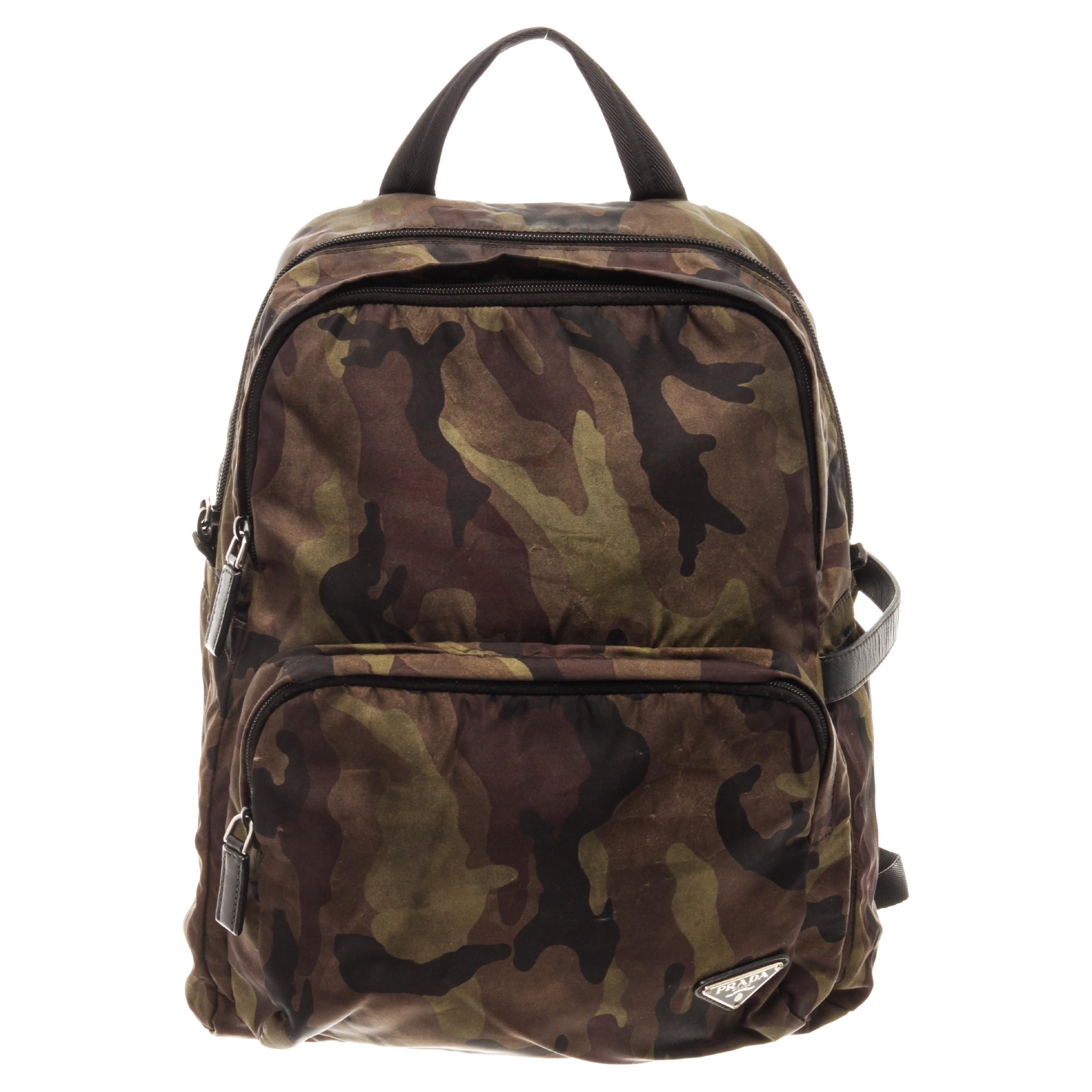 Prada Camo Nylon Double zip Medium Backpack at 1stDibs