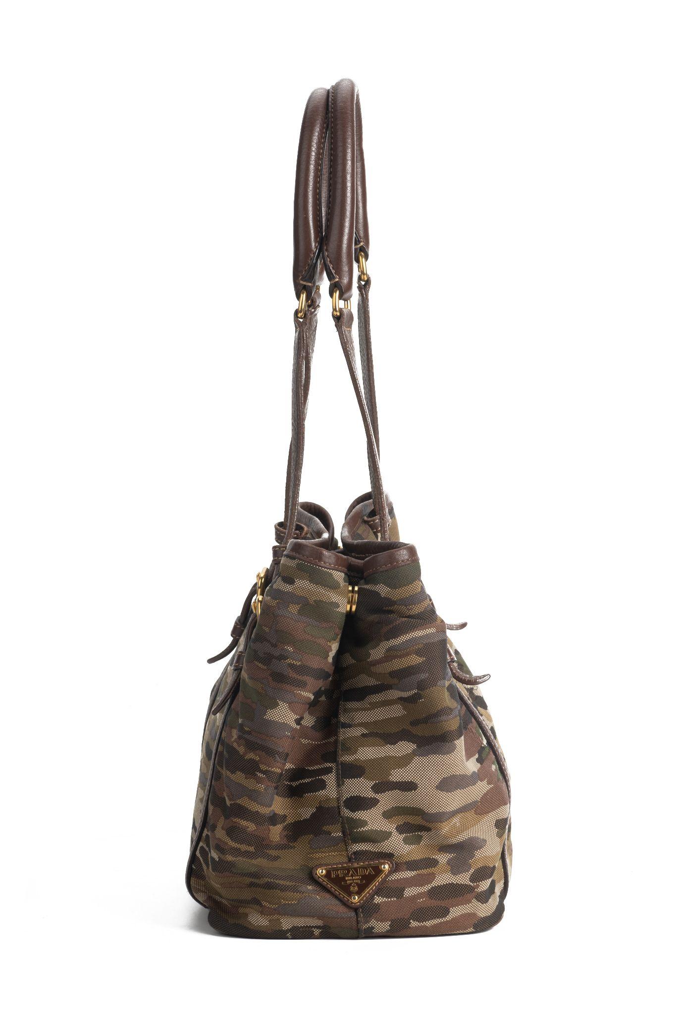 Prada Camouflage 2 Way Tote In Excellent Condition For Sale In West Hollywood, CA