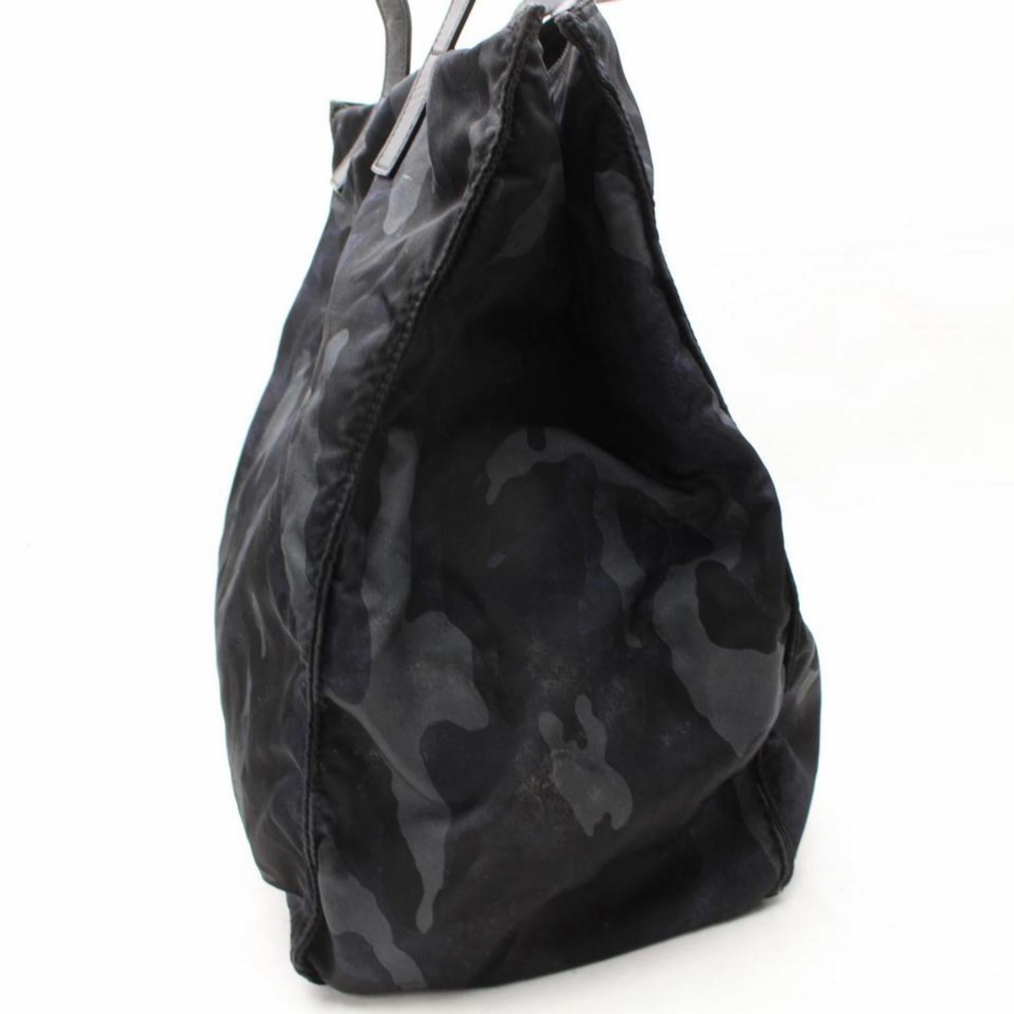 Prada Camouflage 867531 Black Nylon Tote For Sale 2