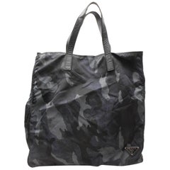 Vintage Prada Camouflage 867531 Black Nylon Tote