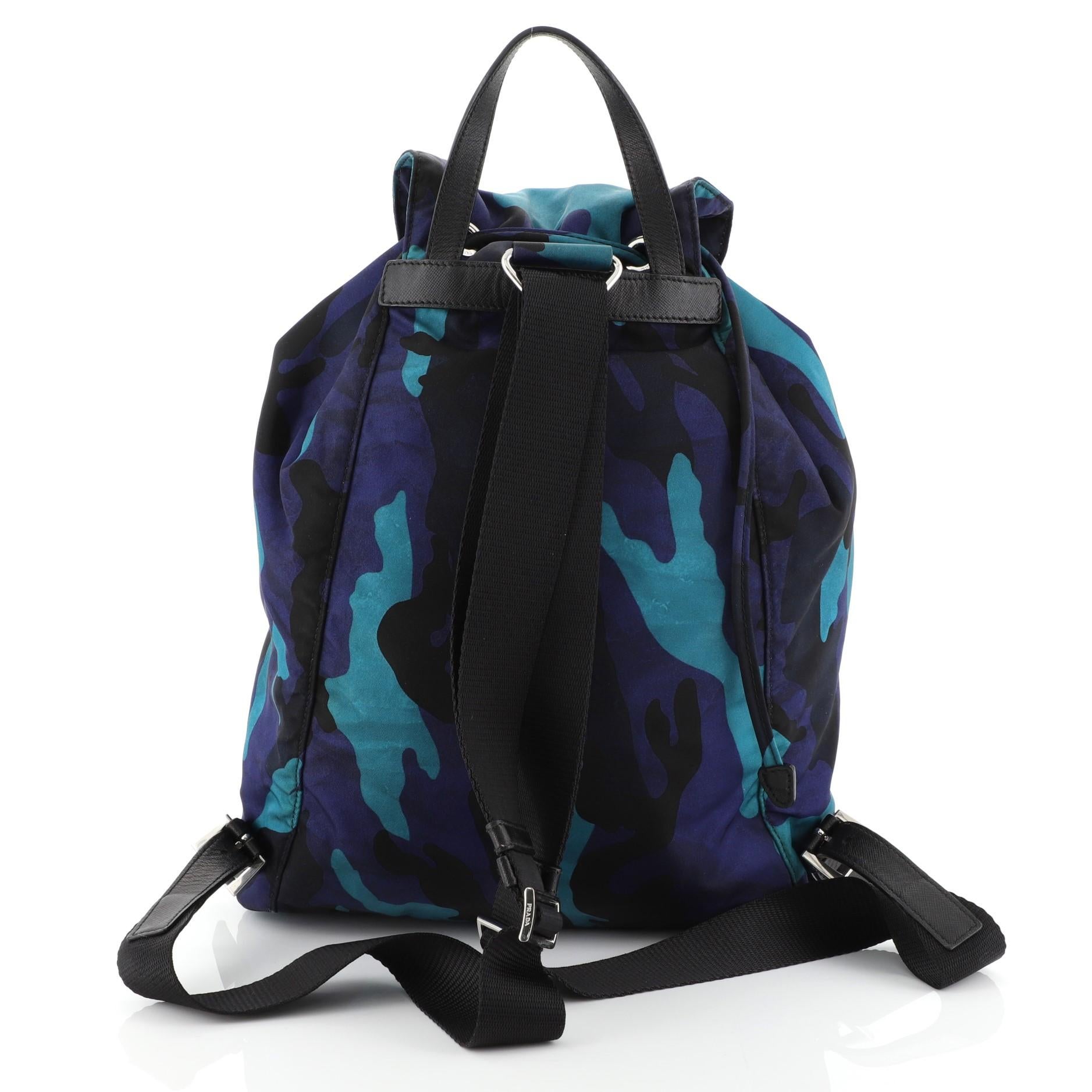 Black Prada Camouflage Backpack Tessuto Large