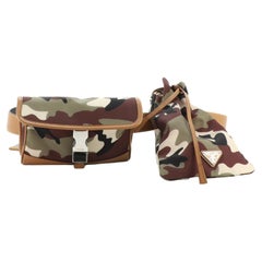 Prada Camouflage Buckle Flap and Drawstring Double Belt Bag Printed Tessu