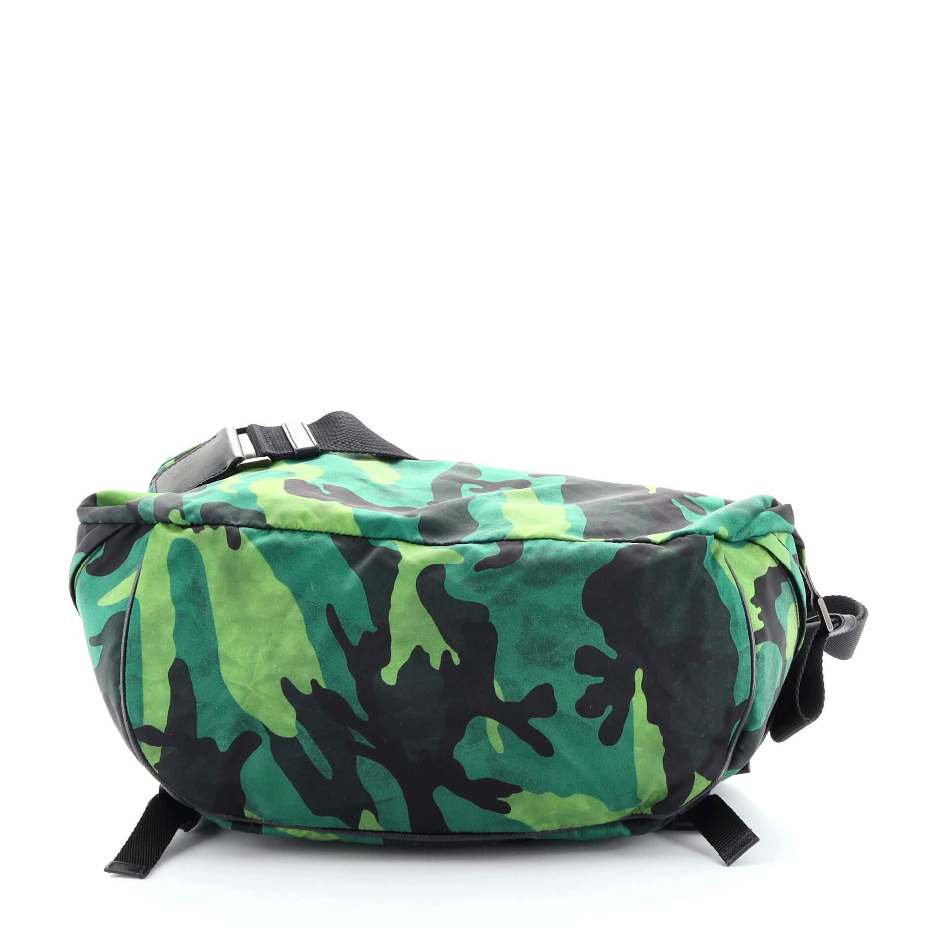 Black Prada Camouflage Convertible Pocket Belt Bag Tessuto Medium