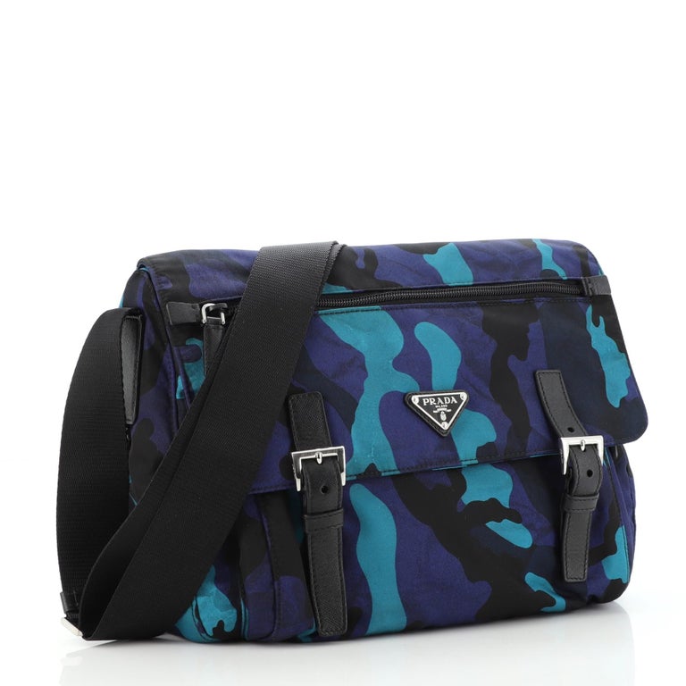 Prada Camouflage Messenger Bag Printed Tessuto Small For Sale at 1stDibs