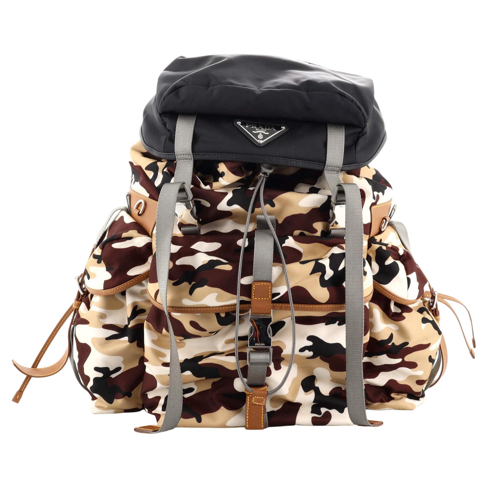 Prada Camouflage Multipocket Buckle Backpack Printed Tessuto