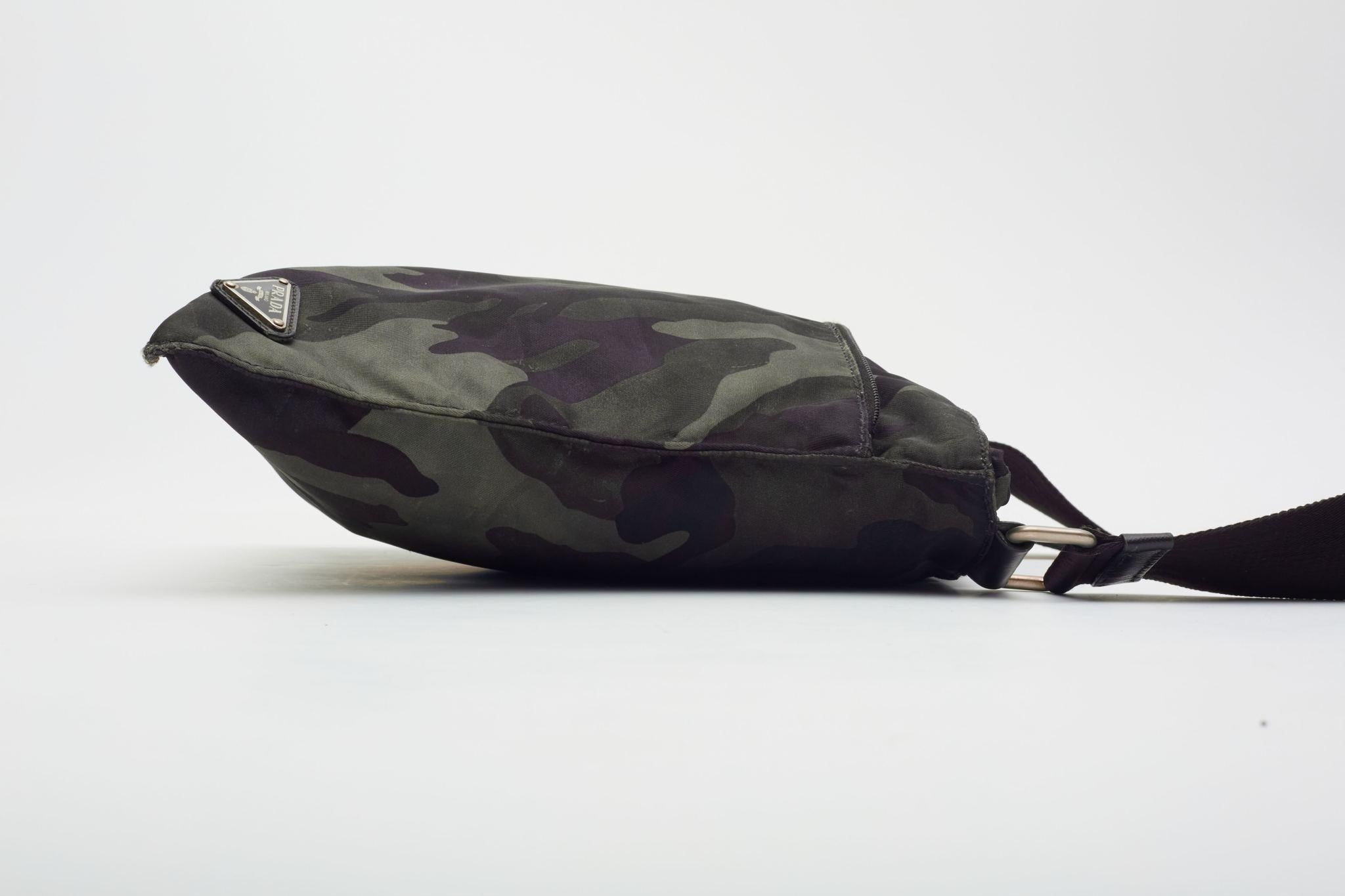 Prada Camouflage Nylon Khaki Messenger Bag For Sale 3