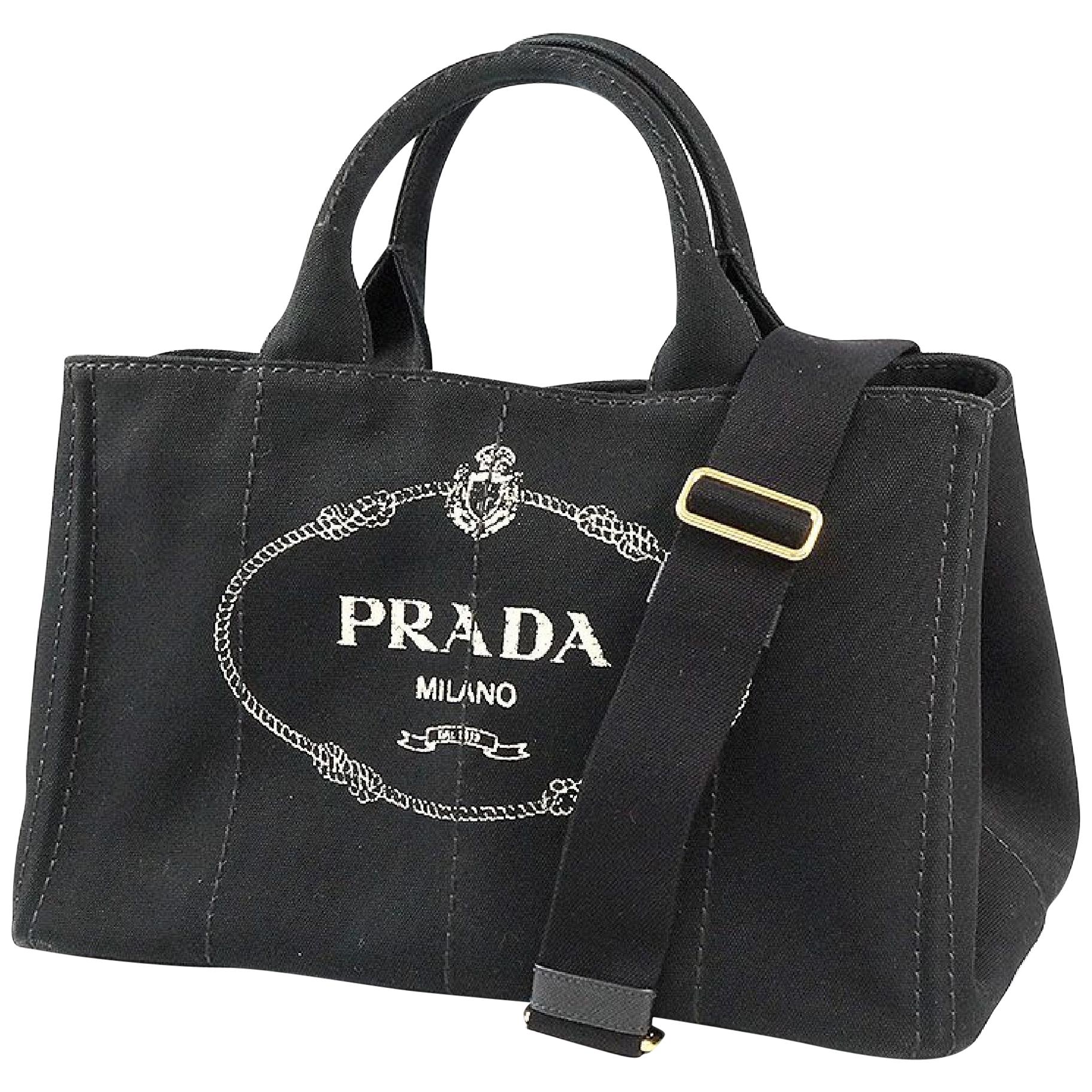 PRADA Canapa 2WAY Womens tote bag 1BG642 black For Sale at