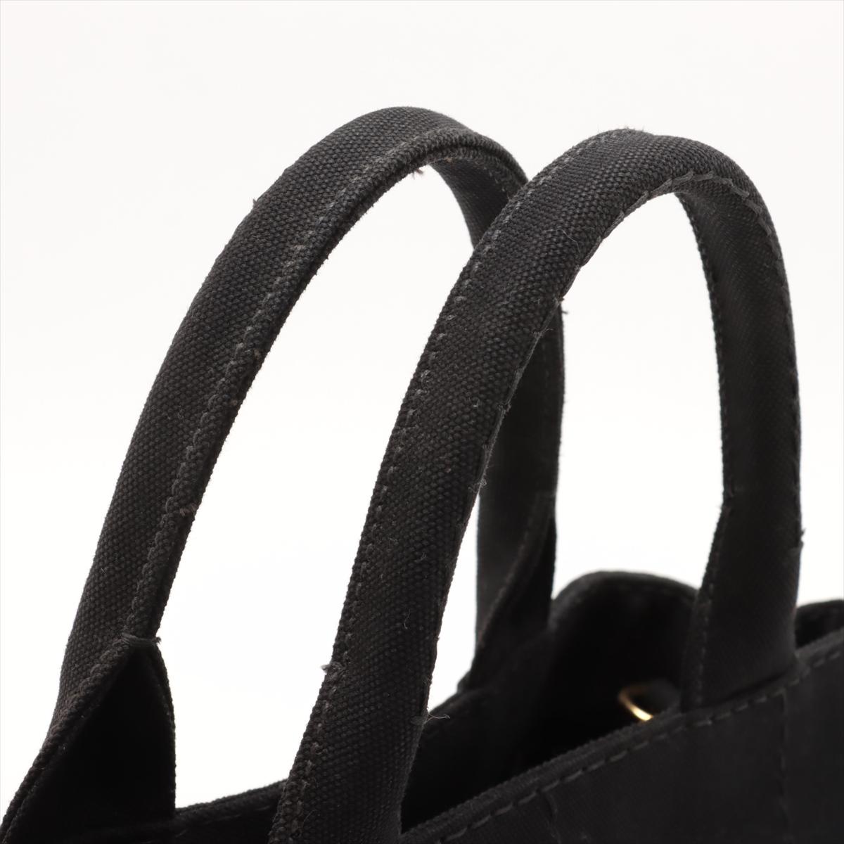 Prada Canapa Canvas Two-Way Handbag Noir en vente 11