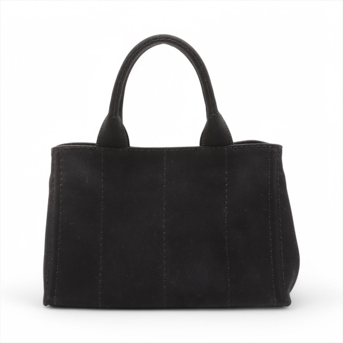 Prada Canapa Canvas Two-Way Handbag Black In Good Condition In Humacao, PR