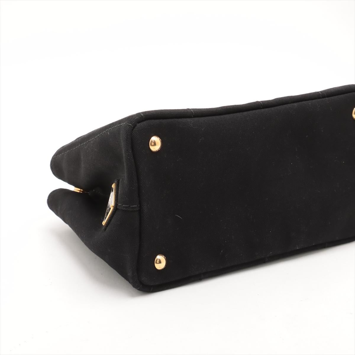 Prada Canapa Canvas Two-Way Handbag Black 1