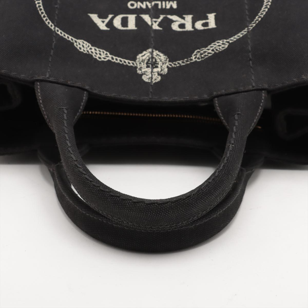 Prada Canapa Canvas Two-Way Handbag Black 2