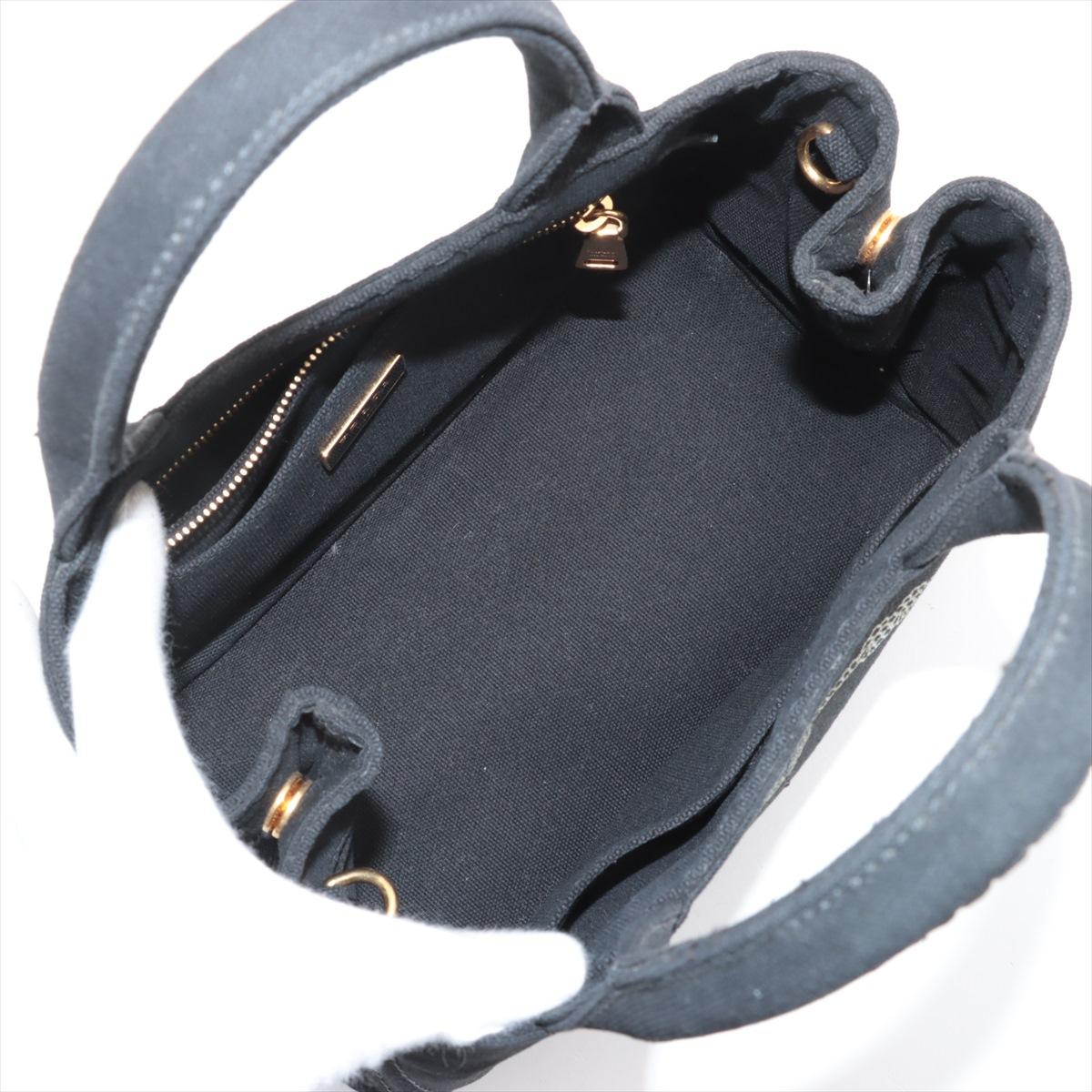 Prada Canapa Canvas Two-Way Handbag Black 5