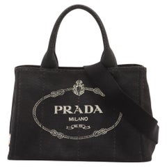 Prada Canapa Canvas Two-Way Handbag Black