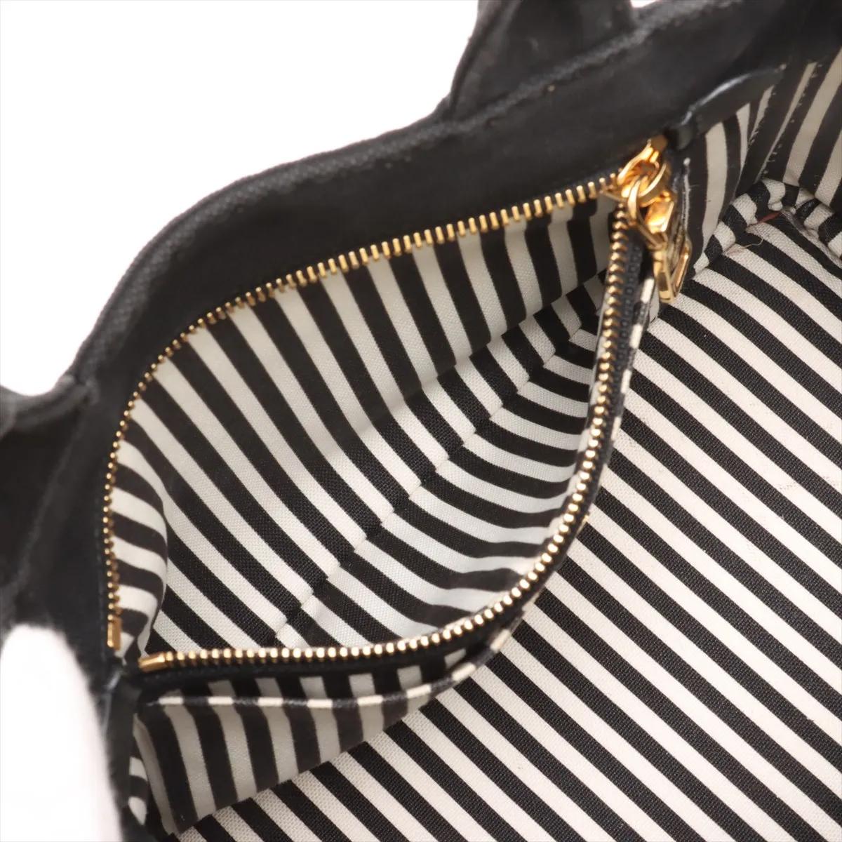 Prada Canapa Canvas x Borsa a due vie in pelle nera in vendita 5