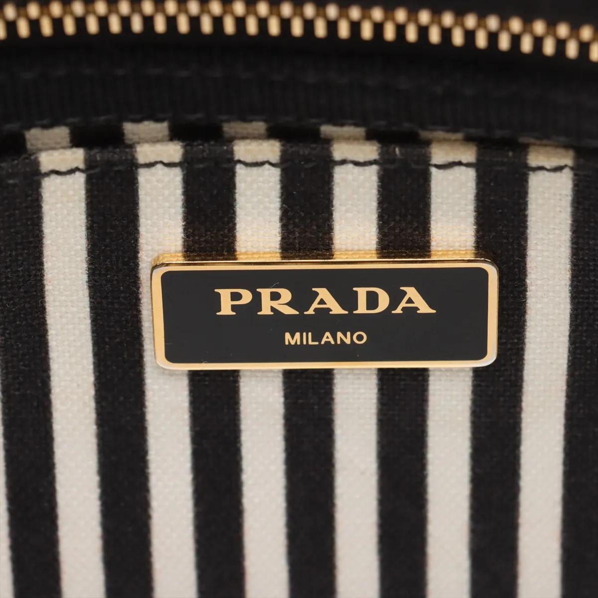 Prada Canapa Canvas x Borsa a due vie in pelle nera in vendita 7