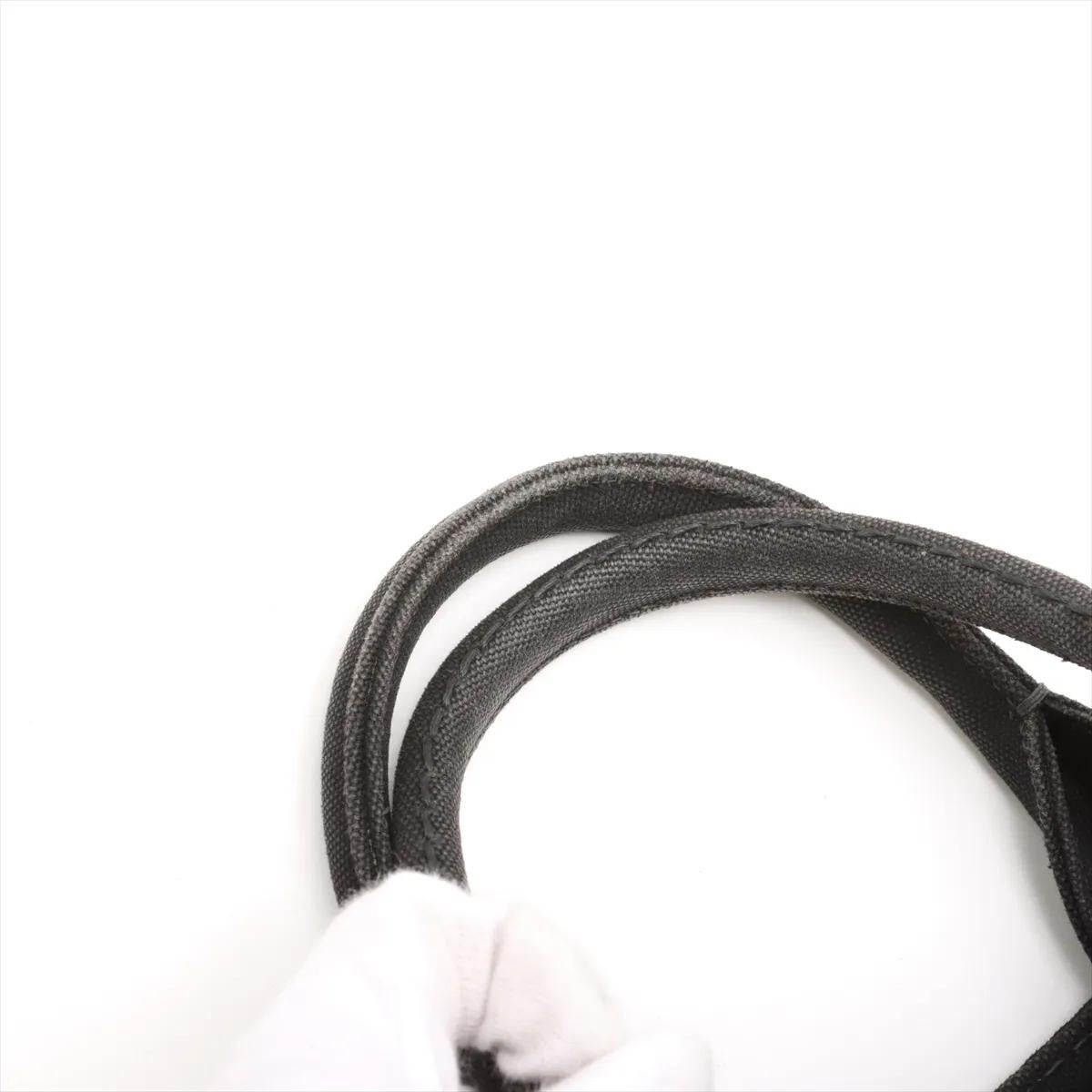 Prada Canapa Canvas x Borsa a due vie in pelle nera in vendita 8