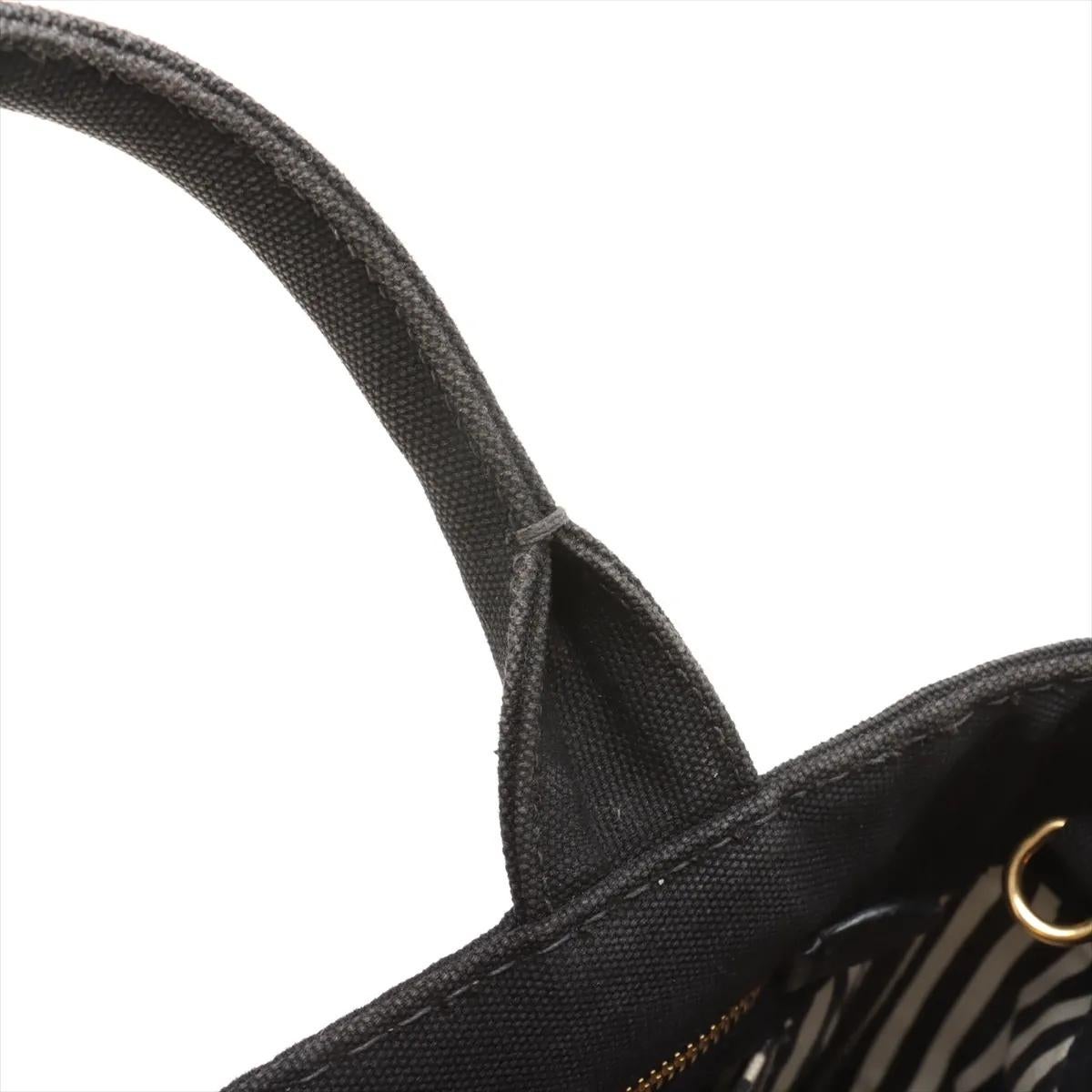 Prada Canapa Canvas x Borsa a due vie in pelle nera in vendita 11