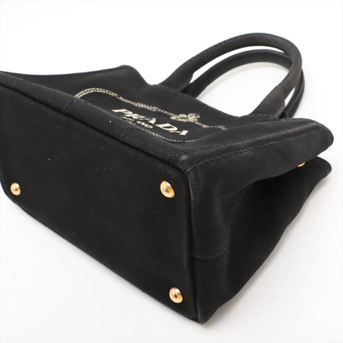 Prada Canapa Canvas x Borsa a due vie in pelle nera In condizioni buone in vendita a Indianapolis, IN