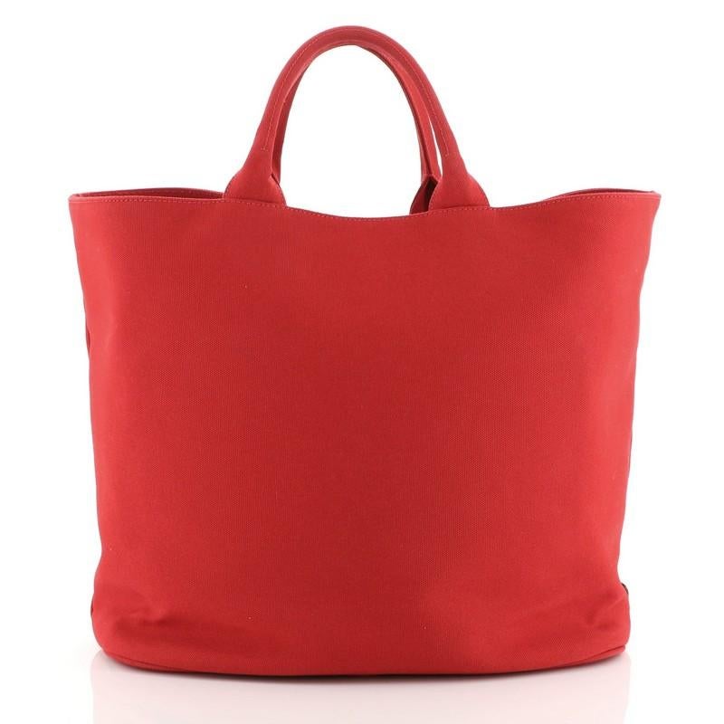 Prada Canapa Convertible Shopping Tote Canvas Large In Good Condition In NY, NY