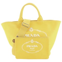 Prada Canapa Convertible Shopping Tote Canvas Medium