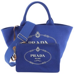 Prada Canapa Convertible Shopping Tote Canvas Medium