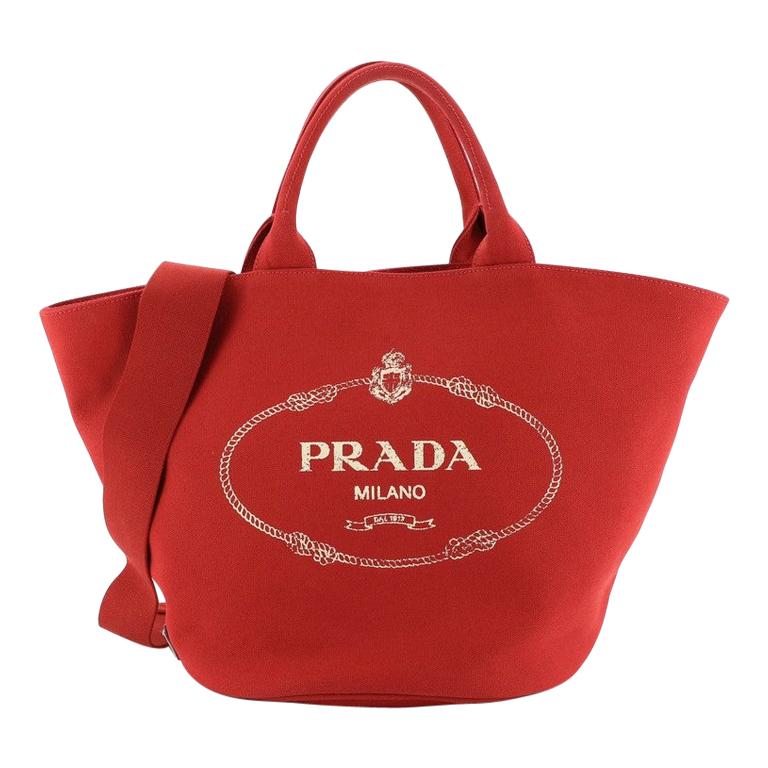 Prada Canapa Convertible Shopping Tote Canvas Medium