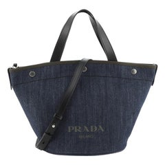 Prada Canapa Convertible Shopping Tote Denim Medium