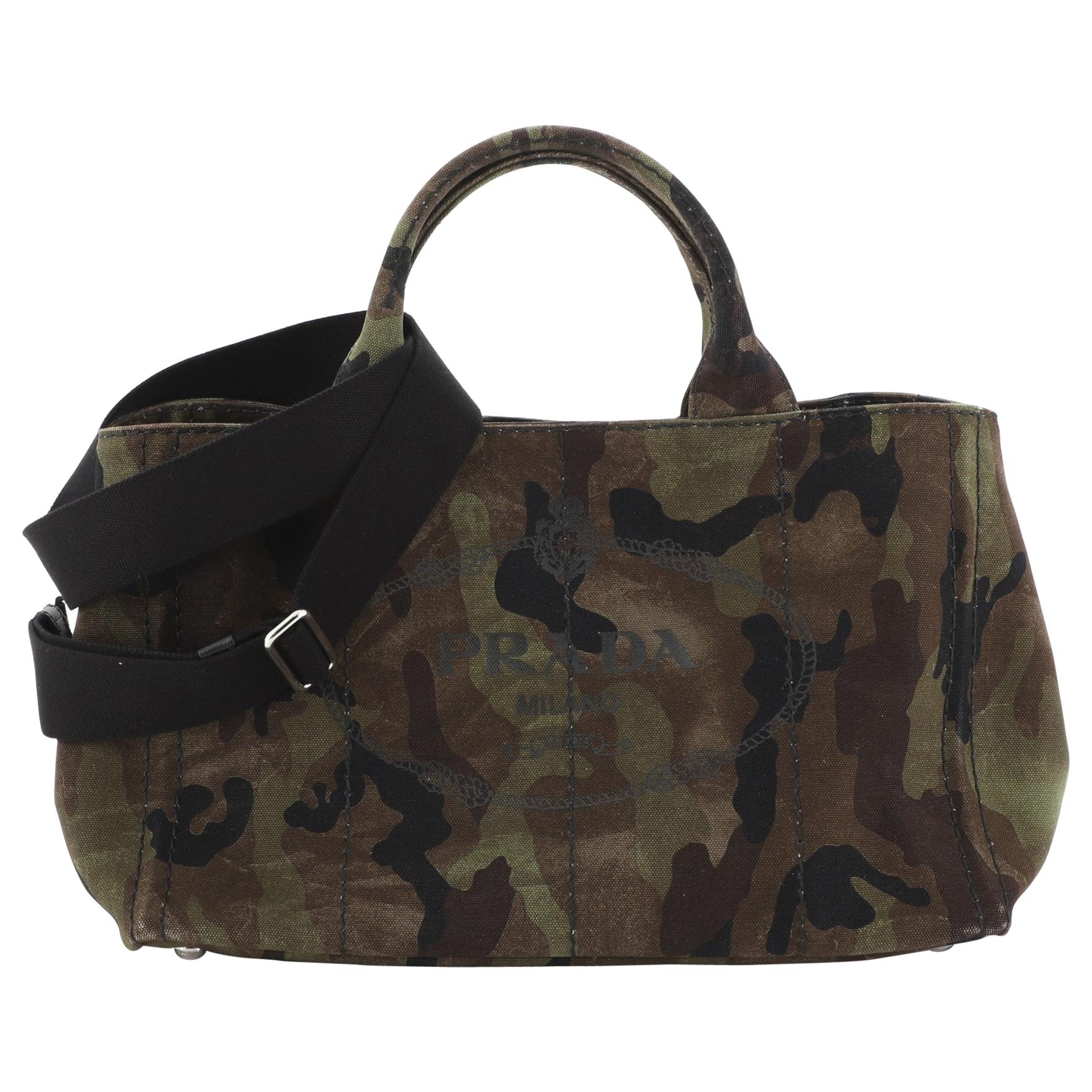 Prada Canapa Convertible Tote Canvas Large
