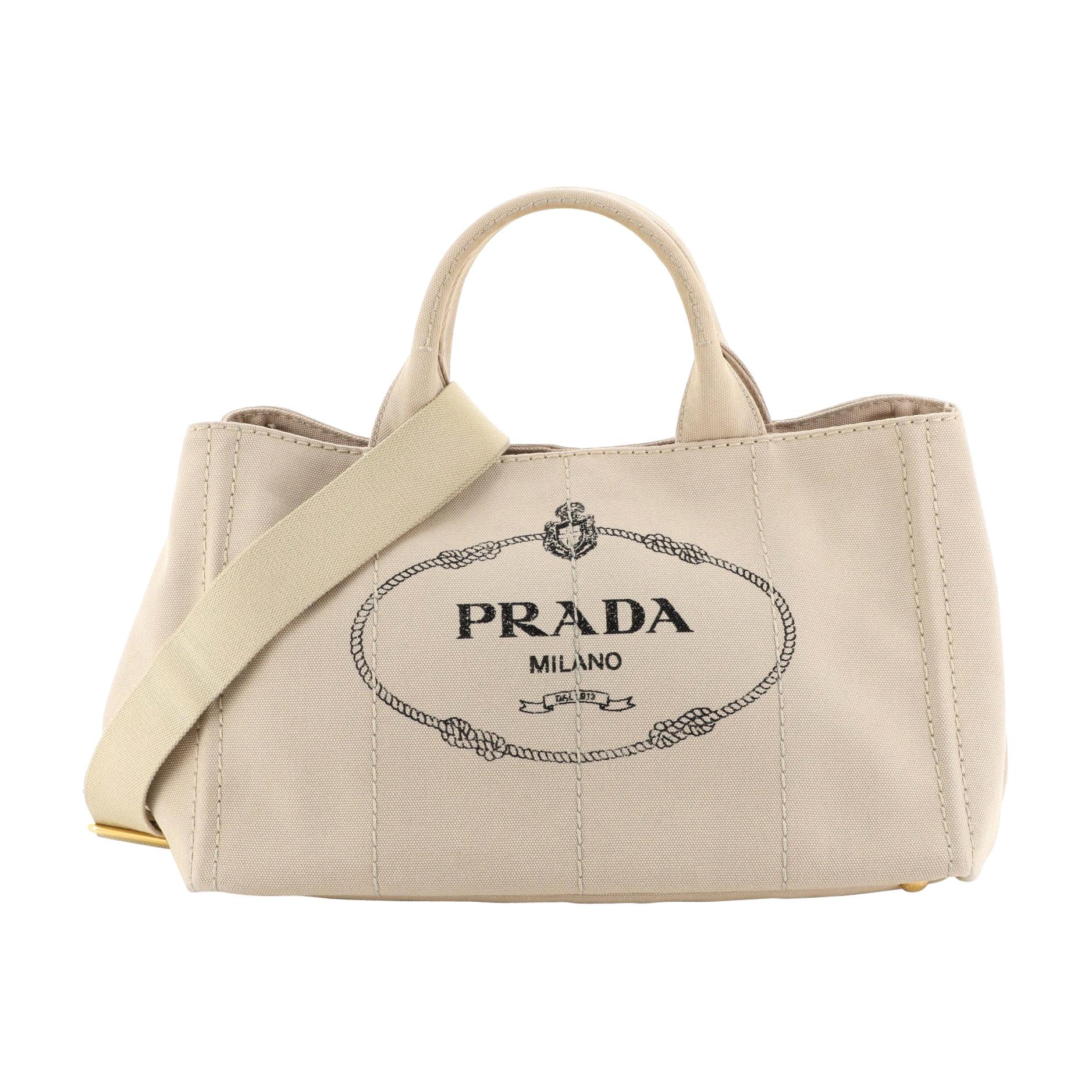 Prada Canapa Convertible Tote Canvas Large