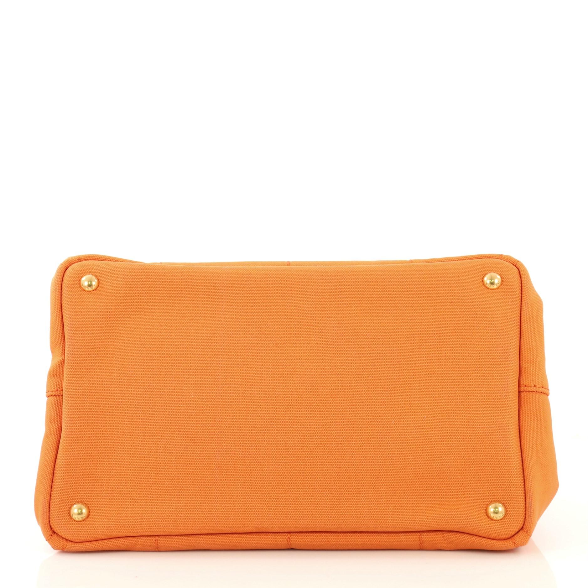 Orange Prada Canapa Convertible Tote Canvas Medium