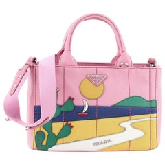 Prada Canapa Convertible Tote Canvas with Applique Mini