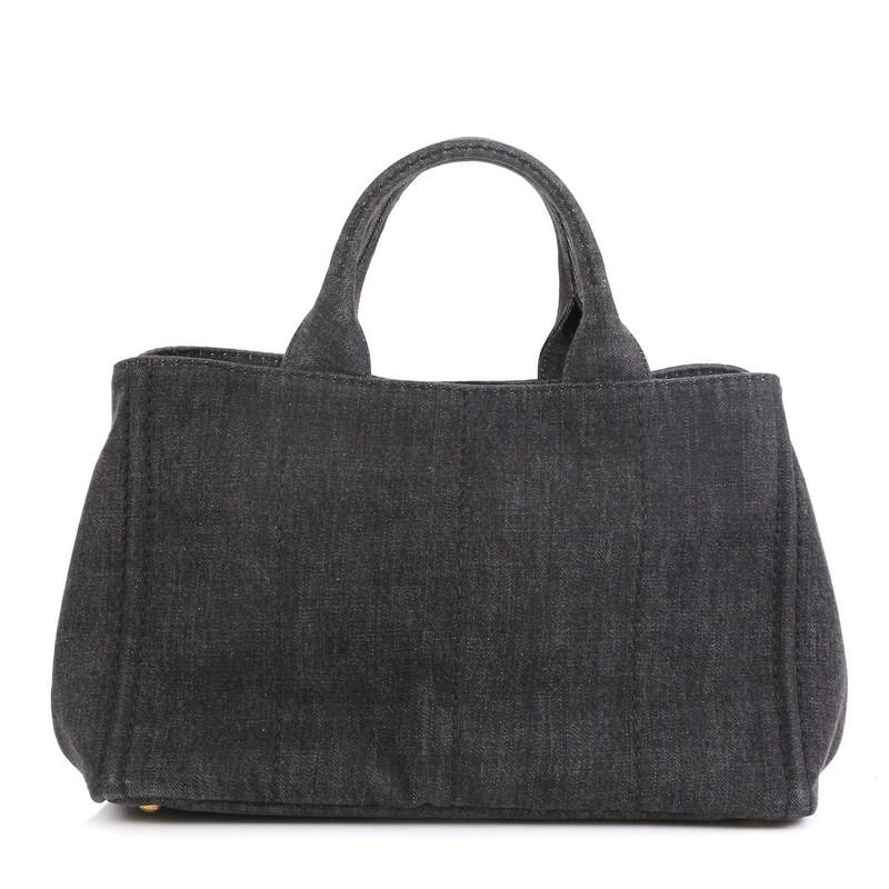 Black Prada Canapa Convertible Tote Denim Medium