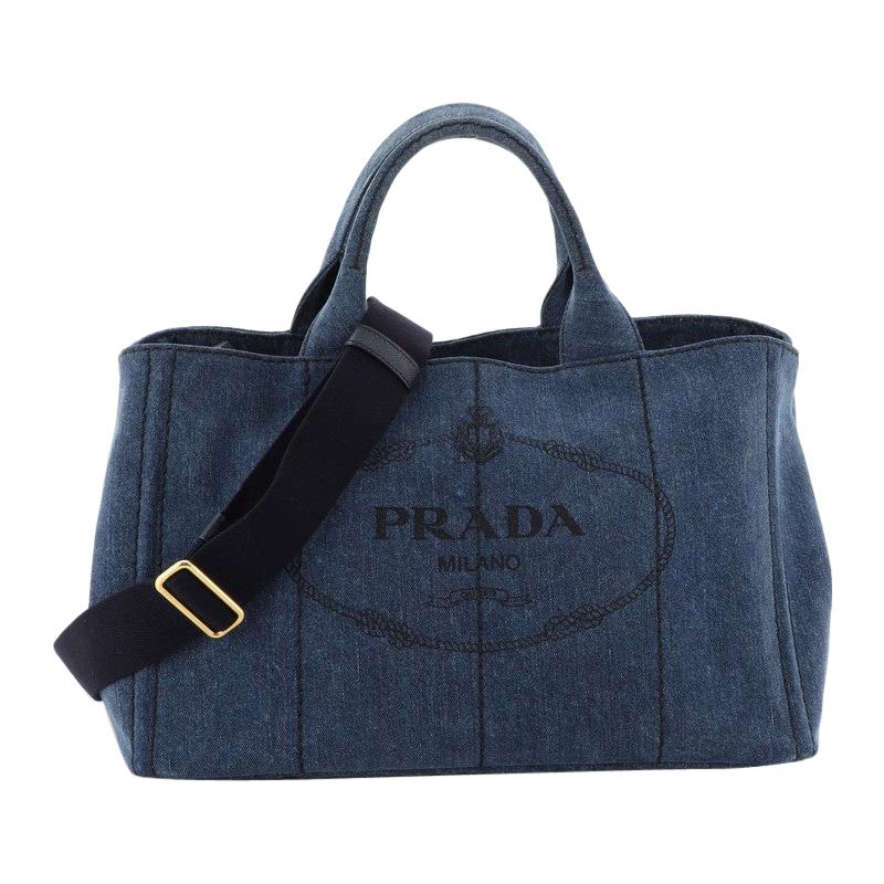 Prada Canapa Convertible Tote Denim Medium