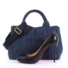 Prada Canapa Convertible Tote Denim Mini