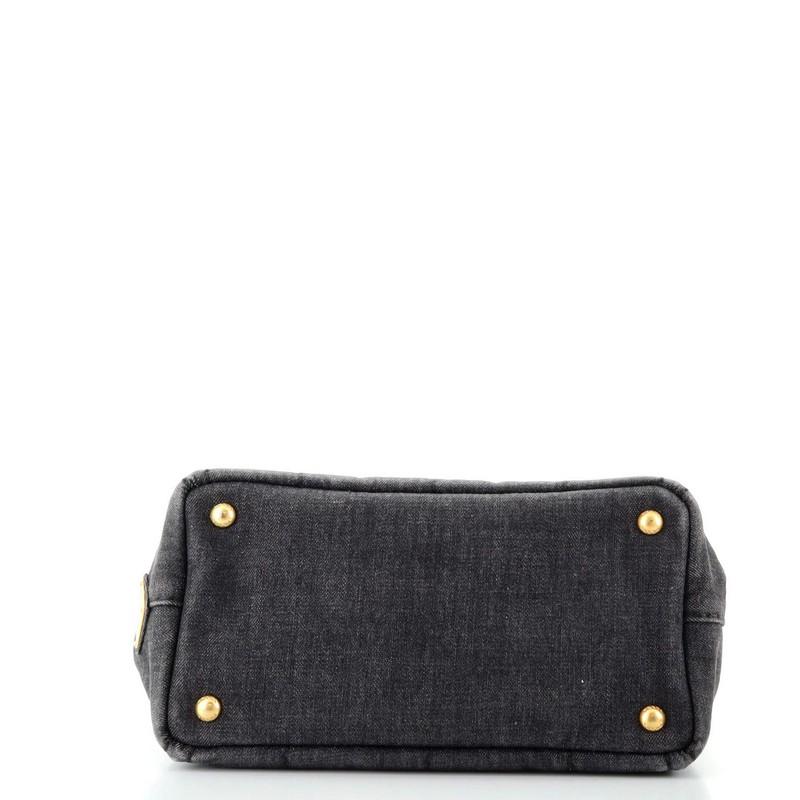 Black Prada Canapa Convertible Tote Denim Mini
