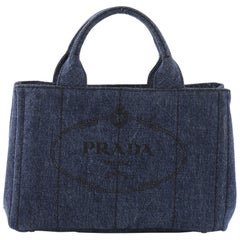 Prada Canapa Convertible Tote Denim Mini