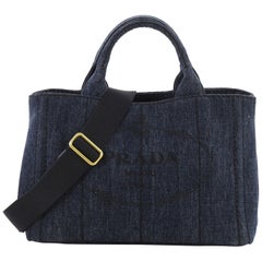 Prada Canapa Convertible Tote Denim Mini