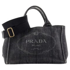 Prada Canapa Convertible Tote Denim Mini