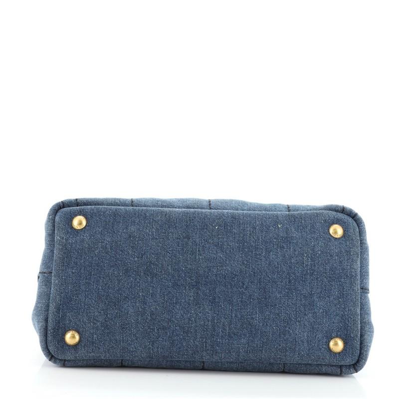Women's or Men's Prada Canapa Convertible Tote Flower Embellished Denim Small
