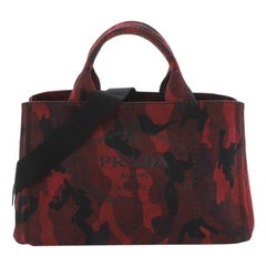 Prada Canapa Convertible Tote Printed Canvas Large