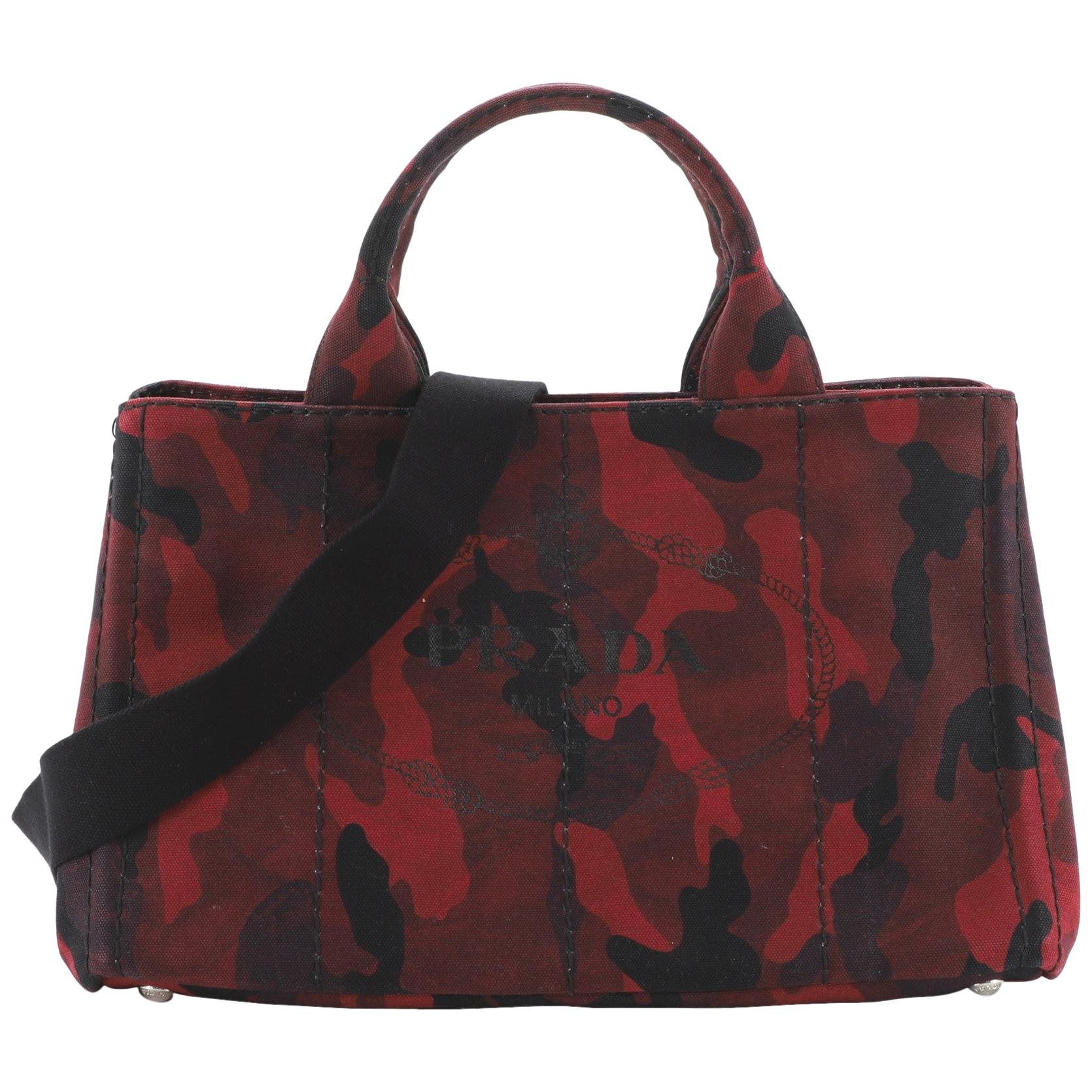 Prada Canapa Convertible Tote Printed Canvas Medium