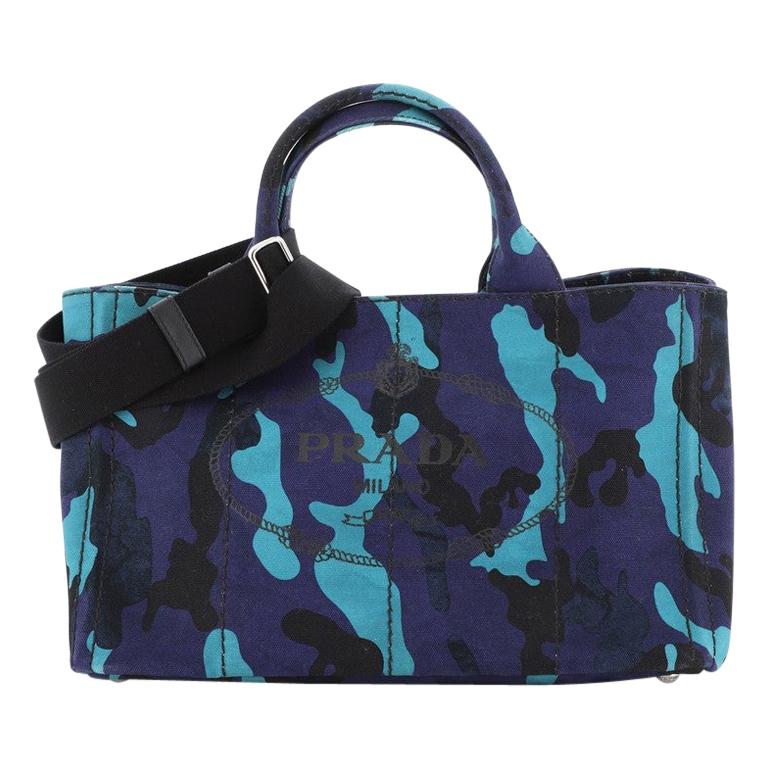 Prada Canapa Convertible Tote Printed Canvas Medium  For Sale