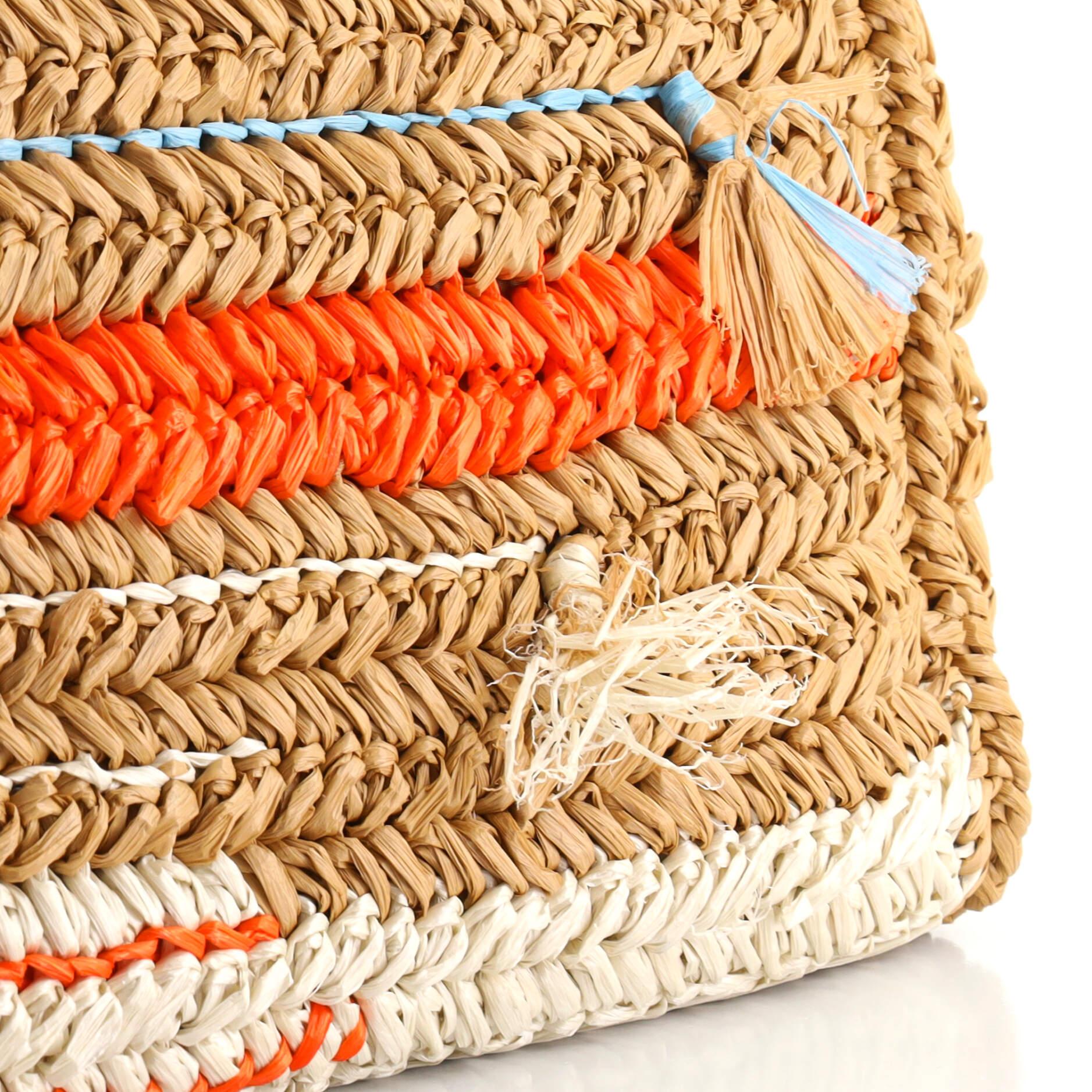 Prada Canapa Convertible Tote Raffia Crochet Small In Good Condition In NY, NY