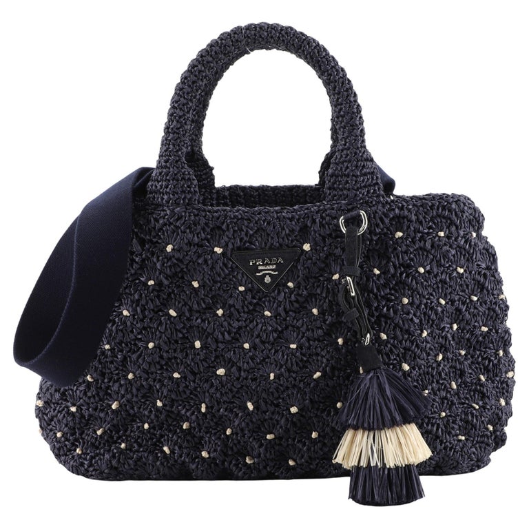 Prada Crochet Tote Bag with Black Logo – The Hangout