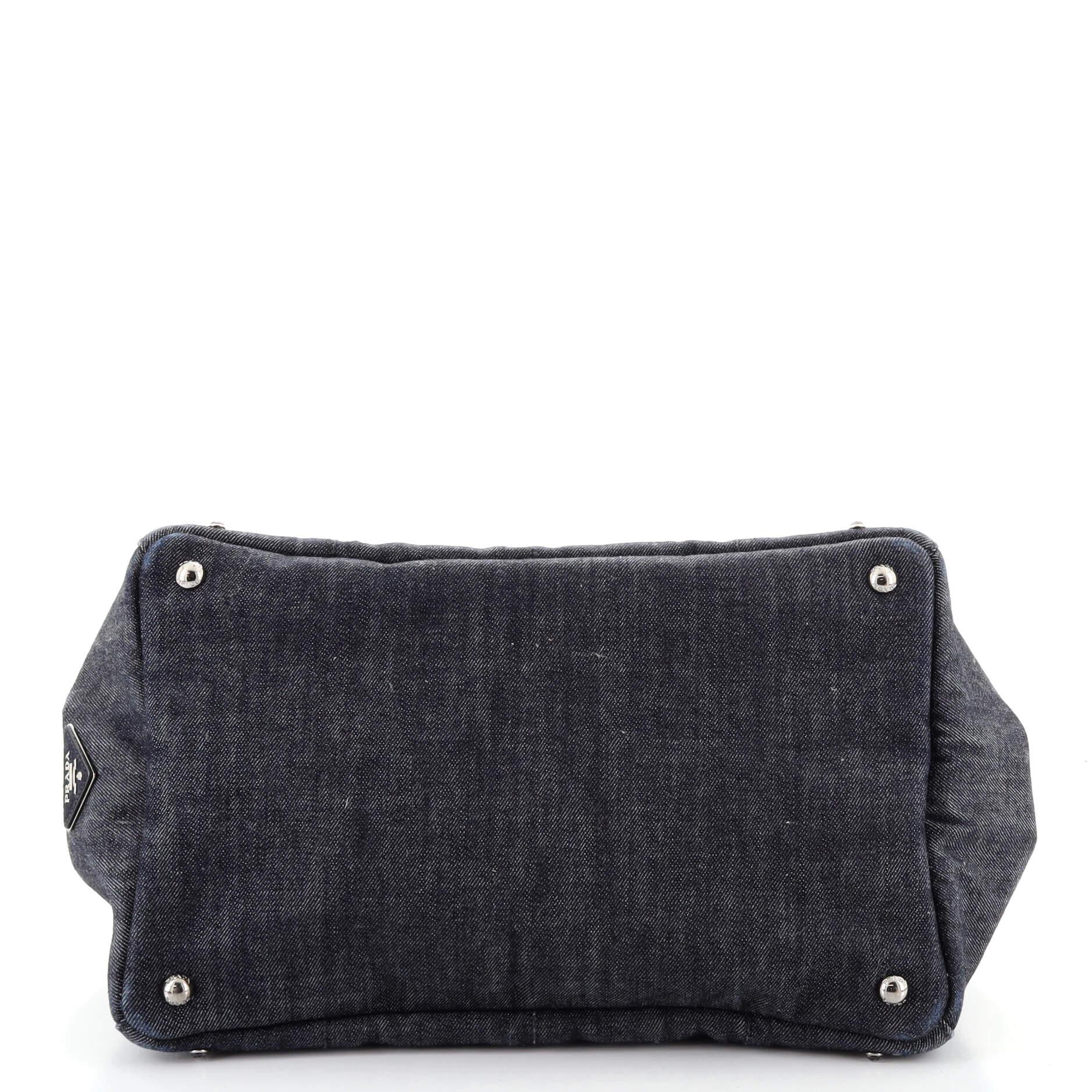 Prada Canapa Convertible Tragetasche aus Denim mit Strassverzierung, groß im Zustand „Gut“ in NY, NY