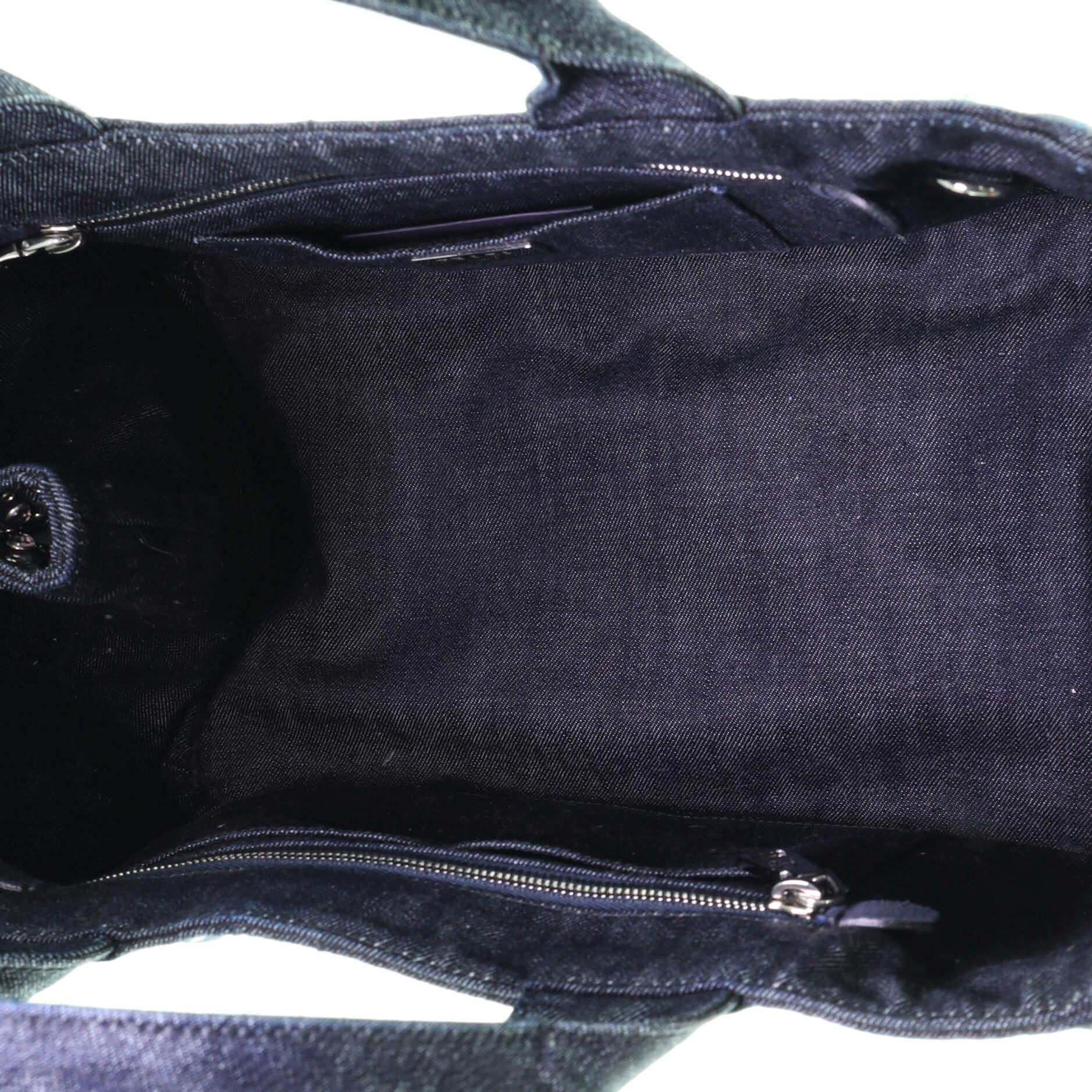 Prada Canapa Convertible Tragetasche aus Denim mit Strassverzierung, groß für Damen oder Herren