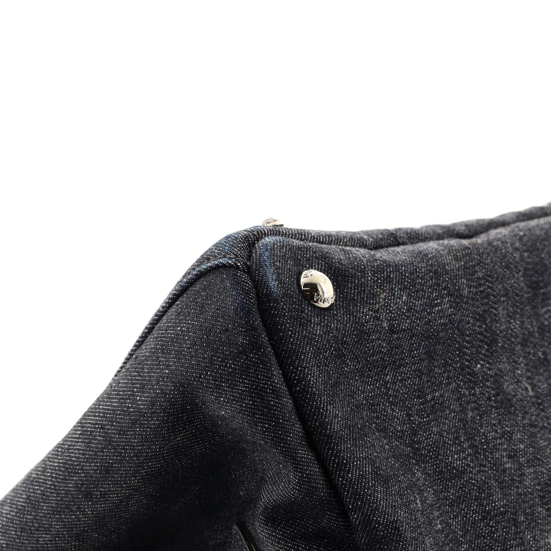 Prada Canapa Convertible Tragetasche aus Denim mit Strassverzierung, groß 1